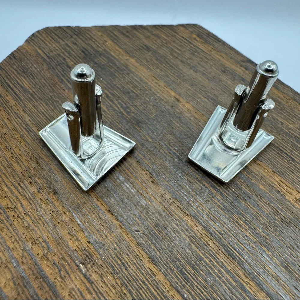 Vintage art deco style silver tone men’s cufflinks
